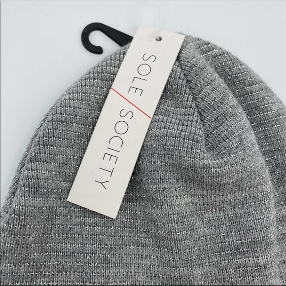 Sole Society Grey Silver Knir Cuffed Beanie - Picture 2 of 3